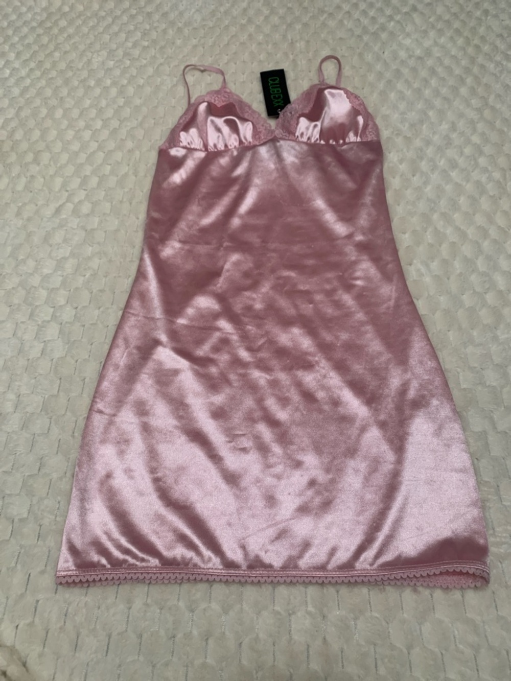 Dolls Kill Club Exx Slip Lace-Trim Chemise in Blush Pink, Size Small